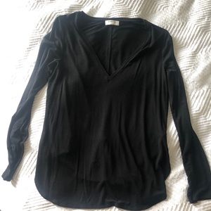 Babaton Long Sleeve v-neck Shirt - Black - M